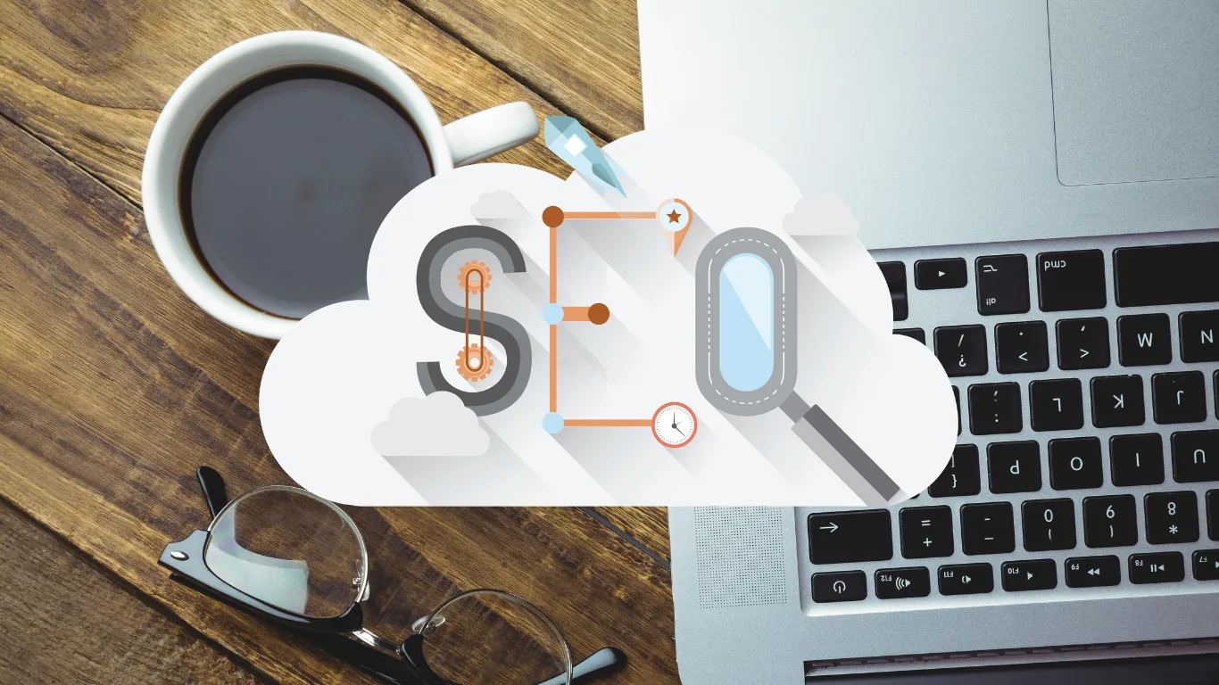 SEO concept with a laptop and coffee cup, ideal for businesses in Mumbai.